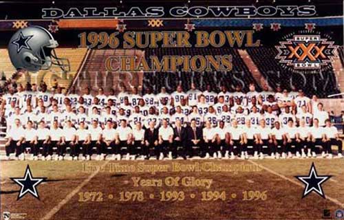 Dallas Cowboys Super Bowl XXX 1996 Plaque